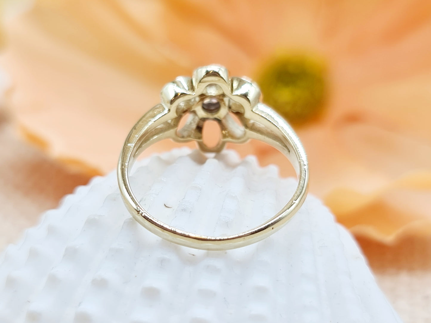 Vintage Ring Blüte Brillant 585 14 KT Gold