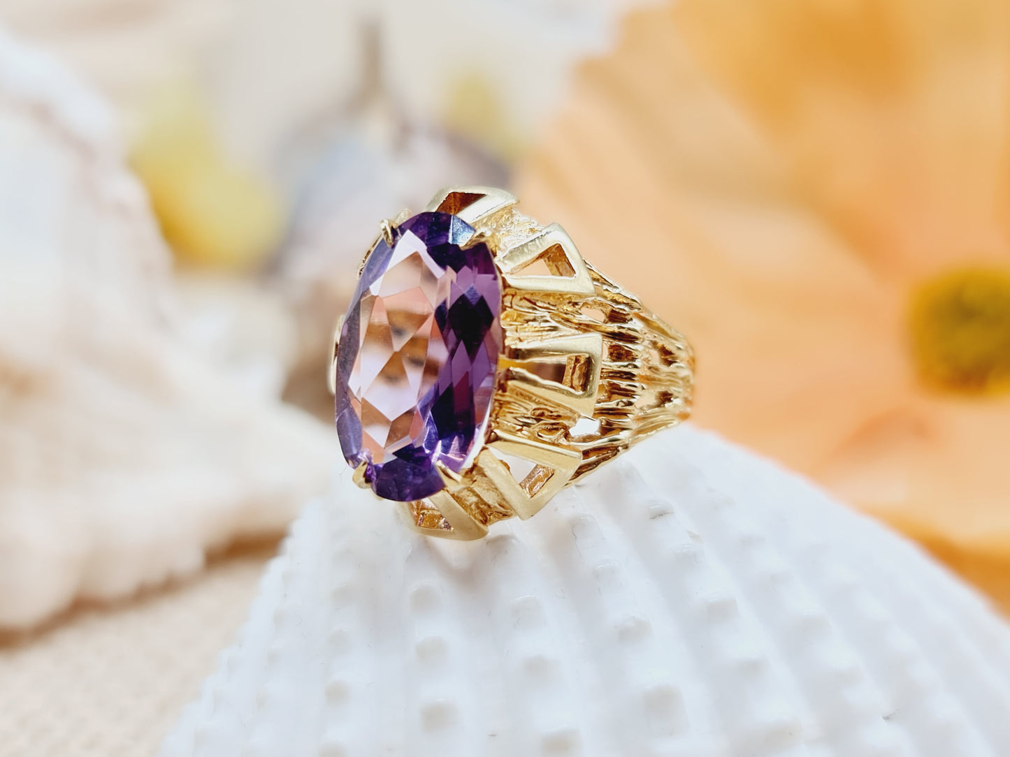 Vintage Ring Amethyst 750 18 KT Gold