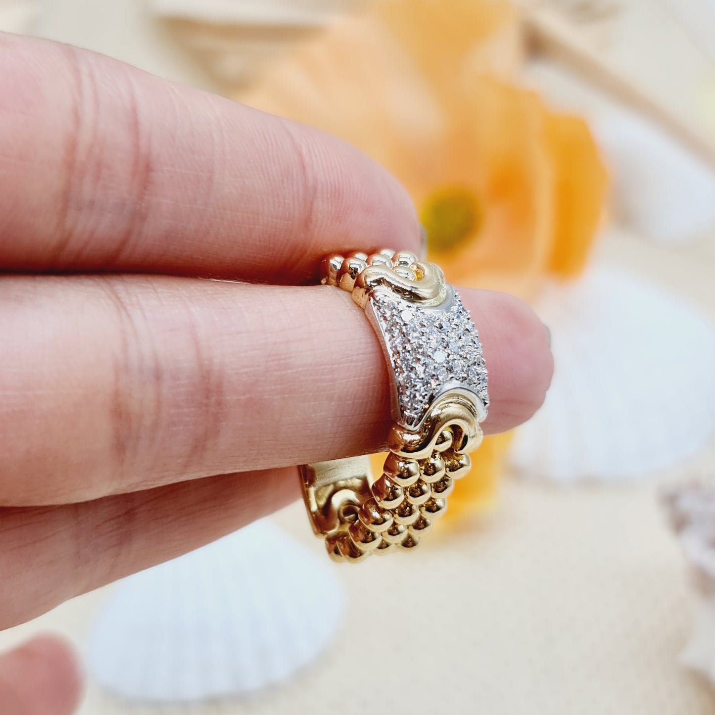 Ring mit Kettengliedern und Brillanten aus 750er Gold